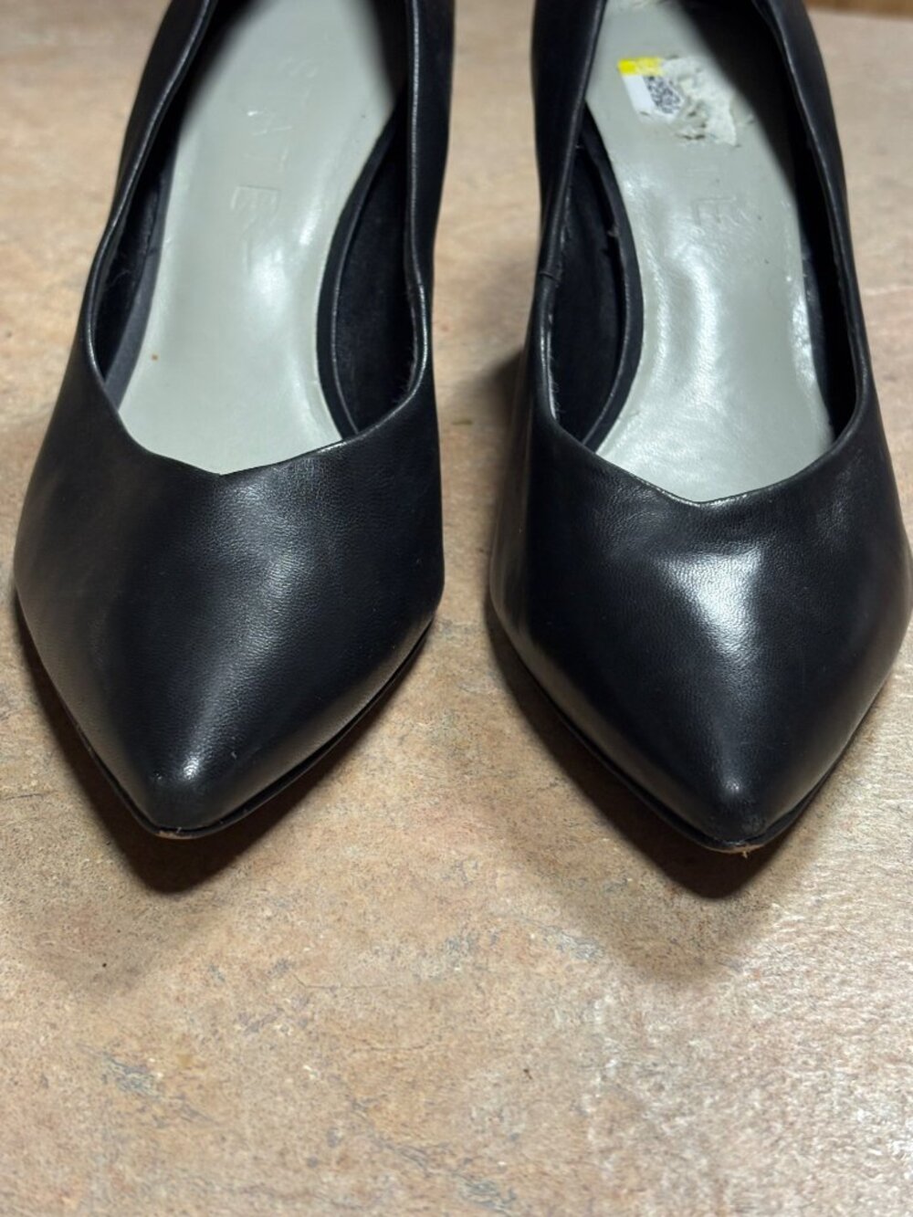 1.STATE Black Leather Pointed Toe Block Heel Pumps Saffire 7M Sweetheart Vamp - Picture 4 of 11